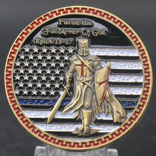 블루 라인 미국 동전 하나님 동전의 전체 갑옷에 넣어