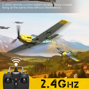 Avión <span class=keywords><strong>RC</strong></span> de 400 mm y 4 Canales, BF 109, Avión de Combate <span class=keywords><strong>RC</strong></span> para Principiantes, Avión de Espuma Eléctrico para Exteriores, Juguete de Control Remoto AMARILLO de 4 Canales - Product Image 2