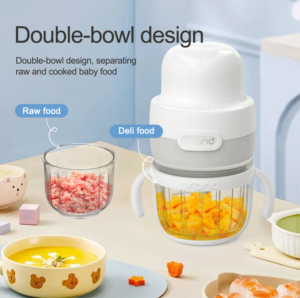 Robot culinaire multifonction électrique avec logo personnalisé et bol en verre |   Mini hachoir à viande et mixeur - Product Image 3