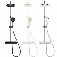 Ensemble de douche thermostatique avec affichage numérique LED, mitigeur en laiton à touches piano, système de douche pluie de luxe avec étagère de rangement OEM