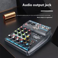 Console de mixage audio professionnelle miniature 4 canaux avec alimentation fantôme 48V pour studio d'enregistrement à domicile, diffusion en direct