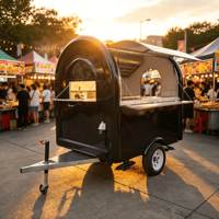 Chariot de restauration rapide mobile rond personnalisé, remorque alimentaire simplifiée, kiosque à café vintage avec évier en aluminium et acier inoxydable