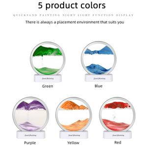 Lampe de table LED 3D dynamique à sable mouvant, tableau de sable artistique, horloge de sable lumineuse - Product Image 2