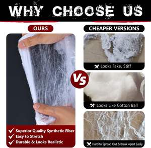 1400 Sqft cadılar bayramı örümcek ağları süslemeleri için 150 ekstra örümcekler süper sıkı Cobwebs kapalı ve açık cadılar bayramı dekor - Product Image 4