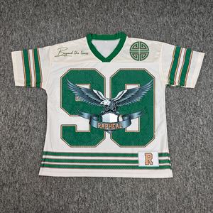 Camisetas personalizadas con cuello en V y estampado de pantalla, camisetas extragrandes de secado rápido, ropa de fútbol de malla cuadrada, camisetas de fútbol para hombres - Product Image 1