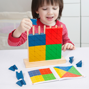Blocs de construction triangulaires en gros pour enfants, blocs de construction éducatifs en bois, jeu d'entraînement à la réflexion, blocs de puzzle en bois - Product Image 2