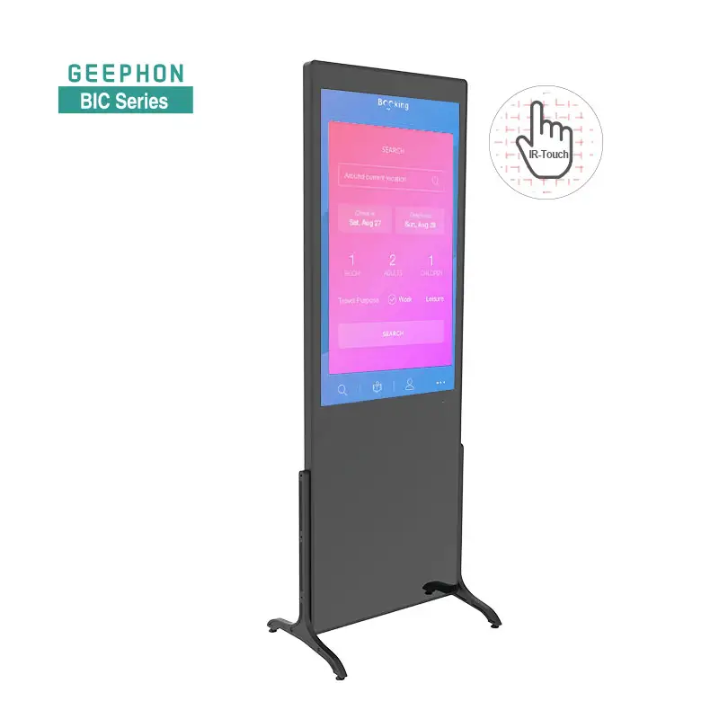 restaurant hospital digital directory floor stand FHD 4K IPS screen Lightweight Design IR touch screen digital signage kiosk