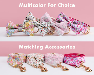 Collar Floral para Perro con Lazo y Correa, Placa de Identificación Grabada Personalizada, Hebilla Metálica, Collar Ajustable para Perro, Múltiples Colores, Regalo para Mascotas - Product Image 3