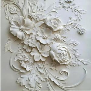 Murales de Pared con Relieve Floral de Fibra de Vidrio, Panel de Arte Tallado a Mano, Tamaño y Forma Personalizados, Decoración de Pared - Product Image 4