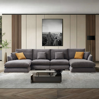 Collection de Canapés en Lin Contemporains Canapé Modulaire en U Meubles avec Housse Amovible Ensemble de Canapés Sectionnels