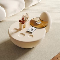 Table basse de combinaison créative circulaire de luxe léger de style crème populaire et meubles de salon