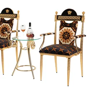 Antik İtalyan marka koltuk yeni tasarım klasik arap Majlis oturma altın döküm bakır ve kumaş yemek Bar oturma odası kullanımı