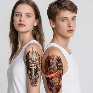 Nuovo Adesivo per <span class=keywords><strong>Tatuaggio</strong></span> Temporaneo Personalizzato a Mezzo Braccio, Teschio Bianco e Nero, Colorato, Impermeabile, Piccoli Animali Realistici per Adulti - Product Image 1