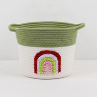 Panier de rangement pour vêtements d'enfants en corde de coton circulaire, écologique et multifonctionnel