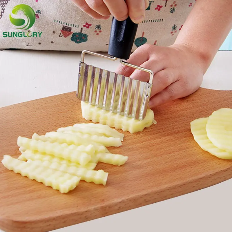 Thép Không Gỉ Khoai Tây Cutter Rau Trái Cây Cutter Khoai Tây Slicer Khoai Tây Lượn Sóng Lưỡi Cutter Knife Bếp Tiện Ích Dụng Cụ Nấu Ăn