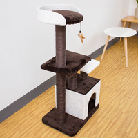 Arbre à chat de style luxe et simplicité avec lit intégré, griffoir en sisal, plateforme de saut multi-niveaux, pour usage intérieur toutes saisons