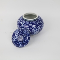 Pot rond bleu et blanc style antique, motif prune glacée, en porcelaine de Jingdezhen, récipient décoratif