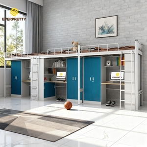 <span class=keywords><strong>Lit</strong></span> superposé triple moderne pour étudiants avec casier et armoire, couleur personnalisée, pour appartement, dortoir, école, pour 3 personnes - Product Image 1