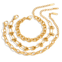 Pulsera de cadena básica clásica de acero inoxidable para mujer, chapado en oro, joyería transfronteriza de alto nivel que no se desvanece