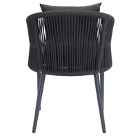 Fauteuil d'appoint moderne noir et gris pour jardin, café, terrasse, avec coussin moelleux, en aluminium et corde, pour l'extérieur