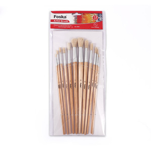 Foska Art fornisce manico in legno Multi-size 100% setola di maiale bianca naturale 12 pz pennelli a punta tonda per <span class=keywords><strong>pittura</strong></span> artistica - Product Image 6