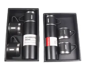 Explosivos Novos Produtos Preço Razoável Business Gift Box Set Vacuum Cup Portátil De Aço Inoxidável Thermo Com 3 Tampas