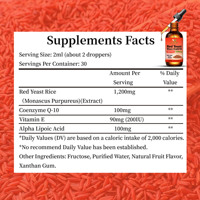 Gouttes liquides de levure de riz rouge OEM ODM CoQ10 avec acide alpha-lipoïque pour soutenir des niveaux de cholestérol sains et une santé cardiaque optimale