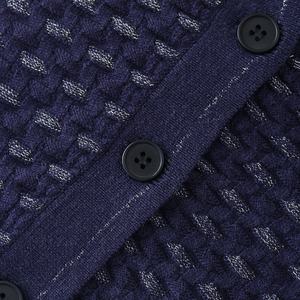 Maglieria <span class=keywords><strong>di</strong></span> lusso personalizzata con scollo a V Navy monopetto <span class=keywords><strong>in</strong></span> <span class=keywords><strong>cotone</strong></span> marca Cardigan lavorato a maglia <span class=keywords><strong>in</strong></span> <span class=keywords><strong>filo</strong></span> dorato maglione donna - Product Image 5