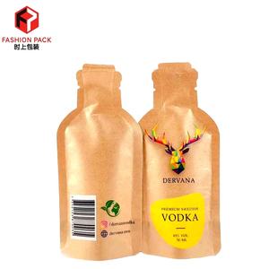 Bottiglia di Vodka dell'alcool del sacchetto della bevanda del vino su ordinazione del sacchetto di carta Kraft marrone di forma speciale - Product Image 5