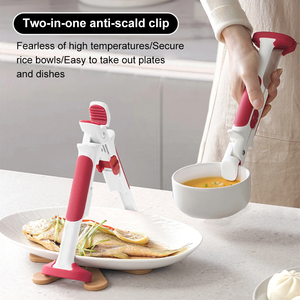 Pinza de silicona 2 en 1 para sujetar cuencos, resistente al calor, con mango largo, antideslizante, para levantar platos y cuencos, herramienta para el hogar y la cocina. - Product Image 4