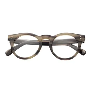 Óculos de acetato para óculos, óculos redondo clássico vintage, com logotipo personalizado, grosso