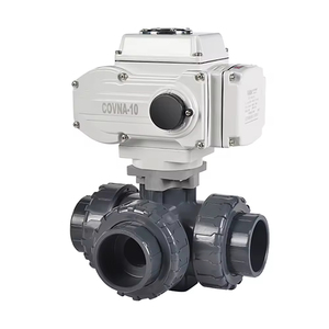 วาล์วไฟฟ้า COVNA DN40 ขนาด 1.5 นิ้ว วาล์ว 3 ทาง พอร์ต L 24V AC พร้อมมอเตอร์ไฟฟ้าปรับระดับ PVC พลาสติก วาล์วบอลแบบ True Union - Product Image 1