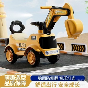 Children's Excavator Scooter Ride On Toy With <b>Bucket</b> For Kids Ages 1-6 Unisex Green <b>Plastic</b> Four Wheels - Product Image 2