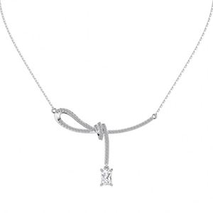 สร้อยคอเงินแท้ 925 ดีไซน์โบว์ประดับเพชรซิคอเนีย 5A รุ่น Dylam Elegance High Jewel ไม่ลอก ไม่ดำ สำหรับงานแต่งงานและงานเลี้ยง - Product Image 1
