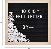 Tableau en feutre avec lettres, chiffres et symboles 10x10 pouces, tableau de messages modifiable avec cadre en bois et porte-bougie en métal
