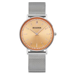 Reloj de Cuarzo para Mujer OEM, Acero Inoxidable, Fábrica China, Elegante Correa de Malla Dorada, Esfera de Cristal de Zafiro, Regalo para Damas en Cualquier Ocasión - Product Image 5