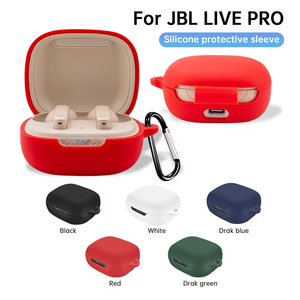 Étui de protection pour écouteurs en silicone souple de qualité supérieure pour <span class=keywords><strong>JBL</strong></span> <span class=keywords><strong>Live</strong></span> Pro + TWS Housse de protection antichoc avec crochet porte-clés - Product Image 3