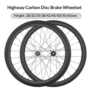 Jeu de roues de vélo de route en fibre de carbone, frein à <span class=keywords><strong>disque</strong></span>, frein à jante, moyeux à axe fixe/à cliquet 38/50 mm - Product Image 1