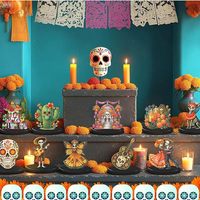 Décoration de table en bois pour Carnaval mexicain et Jour des Morts, motif couple dansant et tête de mort en sucre, pour usage intérieur, fabriqué en Chine