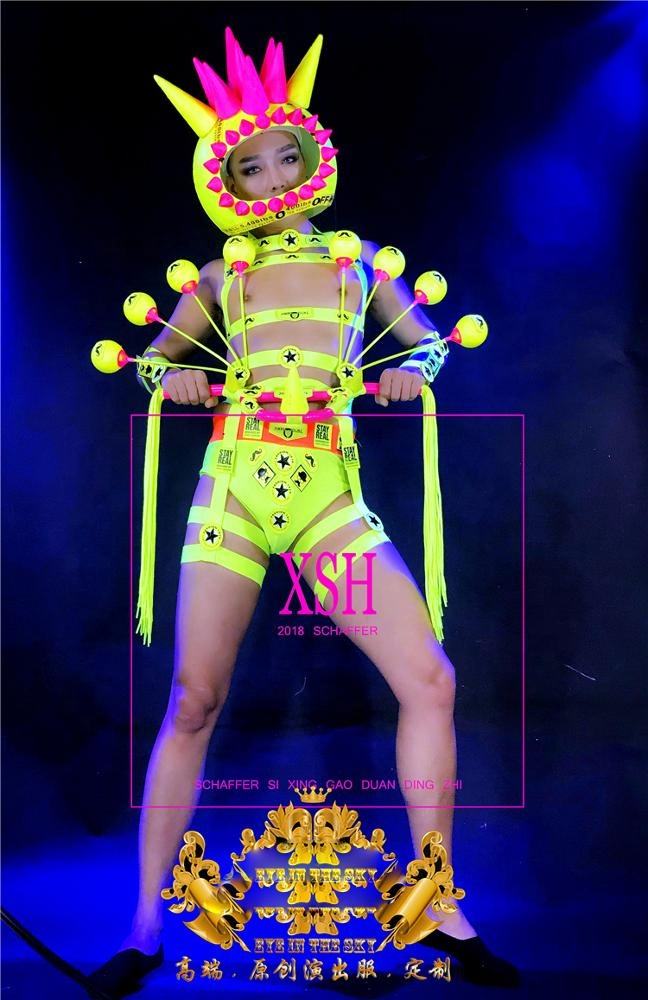 Sexy Men Fluorescent Performance Costume Nightclub GOGO Dance Team  Performance Party Wear Cool Catwalk Model Clothing