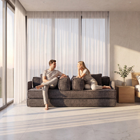 Modernes Komprimiertes Schlafsofa-Set Modulares Vollschaumstoff-Sofa Weißer Stoff Flexibles Ecksofa Platzsparend für Apartment-Wohnzimmer