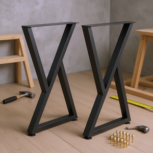 Pieds de table en métal en forme de Z, 28 x 18 pouces, pieds de table basse en fer forgé robustes avec protections de sol en caoutchouc - Product Image 2