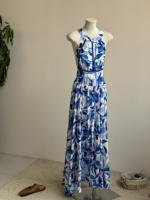 Robe longue personnalisée pour femme à imprimé floral, dos ouvert, taille à nouer, été, fabricant OEM/ODM, marque privée