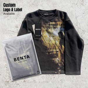 Camiseta <span class=keywords><strong>Benta</strong></span> Personalizada de Estilo Vintage, Cuello Redondo, Manga Larga, Oversize, con Estampado Digital Urbano, Informal y Holgada, Tejido Waffle - Product Image 2