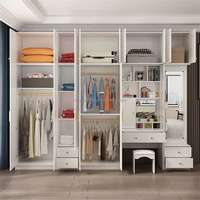 Armoire de chambre à coucher moderne en bois écologique avec porte battante, gain de place, pour villa et hôtel