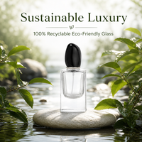 Flacon de parfum en verre mat personnalisable de 50 ml, avec couvercle décoratif en forme de galet, impression sérigraphique et marquage à chaud
