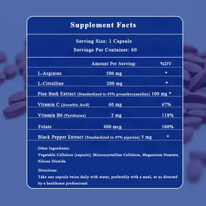 Laboratory Tested L-Arginine <strong>HCL</strong> in Capsules Non-GMO Pre-Exercise Pump <strong>Formula</strong> for Adults Workout Ready - Product Image 6
