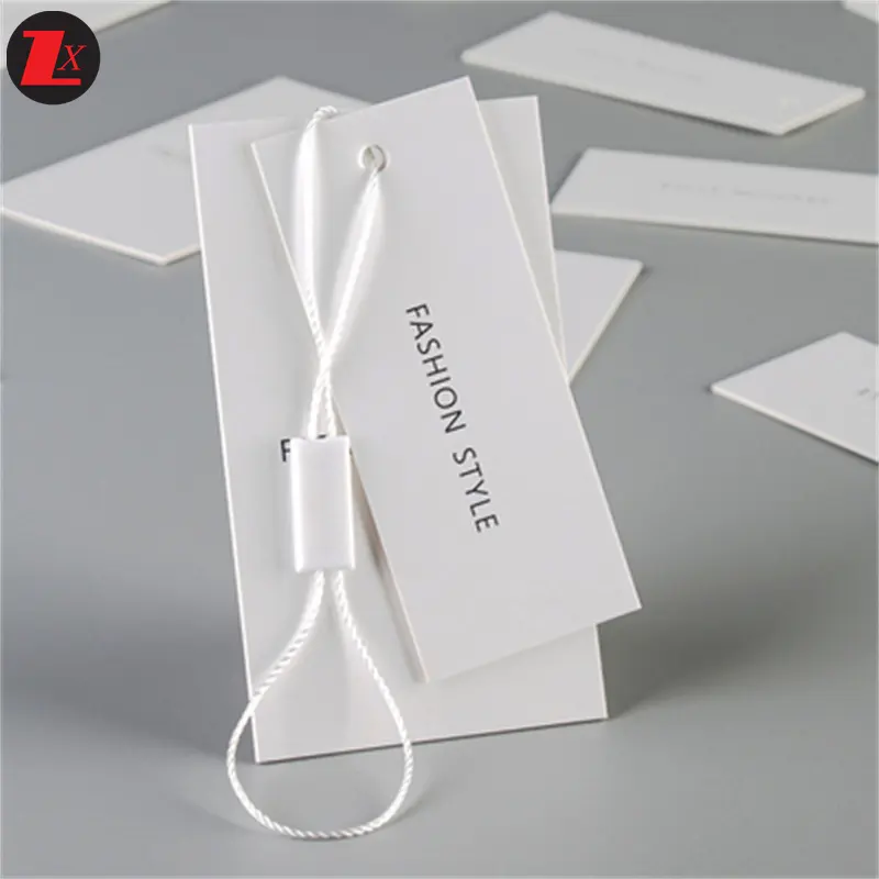 Custom Fashion Design logo brand name high quality clothing tags labels custom paper Hang tags with string Rope for Clothing