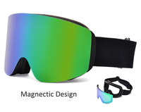 Lunettes de ski personnalisées avec protection UV400 Lunettes de snowboard pour le sport Lunettes de ski anti-buée OEM Lunettes de ski à lentille magnétique avec sangles Googles