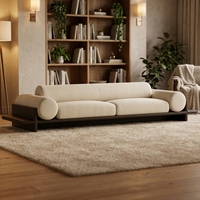 Canapé modulaire en bois massif et tissu, trois places, en ligne droite, avec rembourrage en mousse, style nordique moderne, pour petits appartements